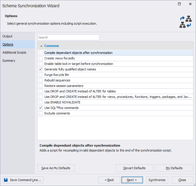 New schema synchronization options within dbForge Studio for Oracle
