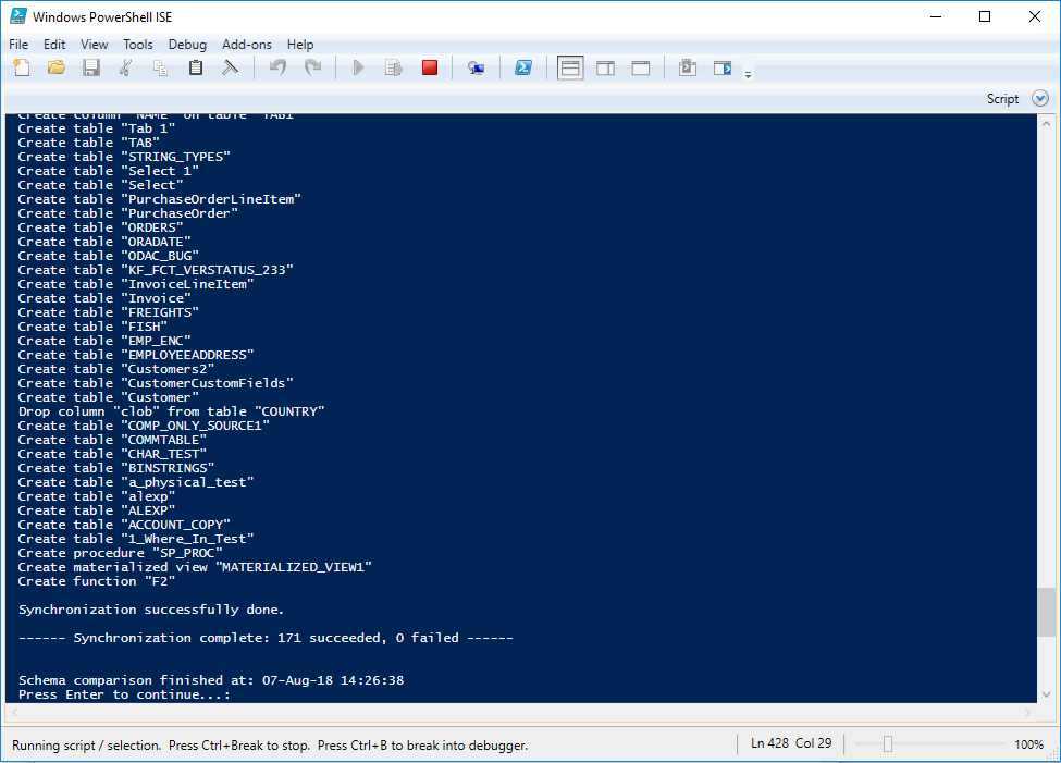 PowerShell support within Schema Compare and Data Compare for Oracle