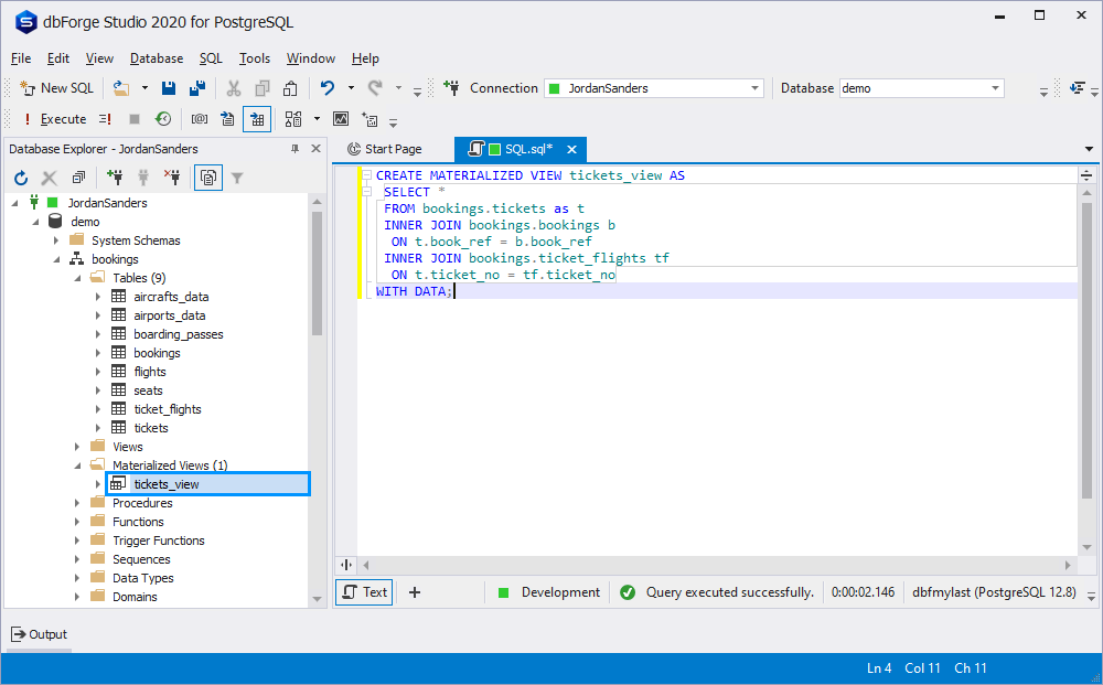 postgresql materialized view vs temp table