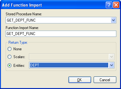 Entity Data Model - Add Function Import