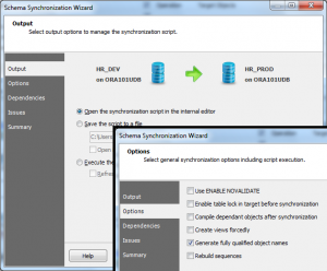 dbForge Schema Compare for Oracle: Synchronization Script Output and Sync Options