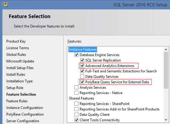 SQL Server 2016 RC0 features