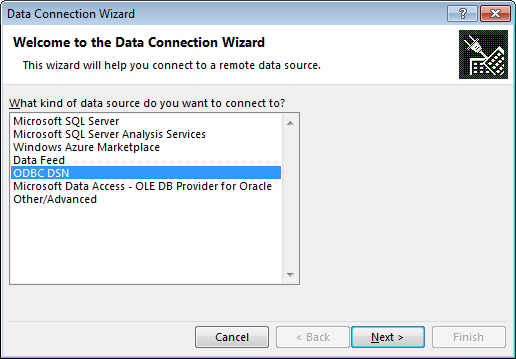 odbc excel 2016