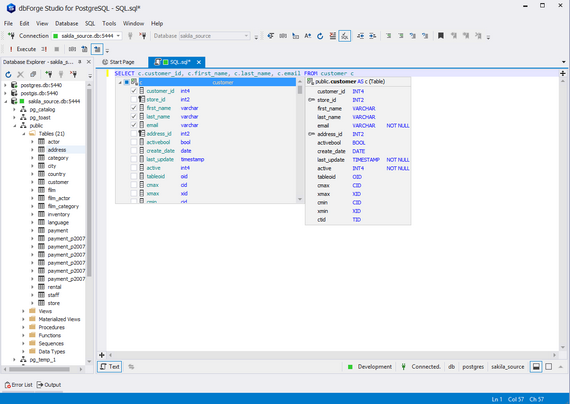 Extended code completion options within dbForge Studio for PostgreSQL