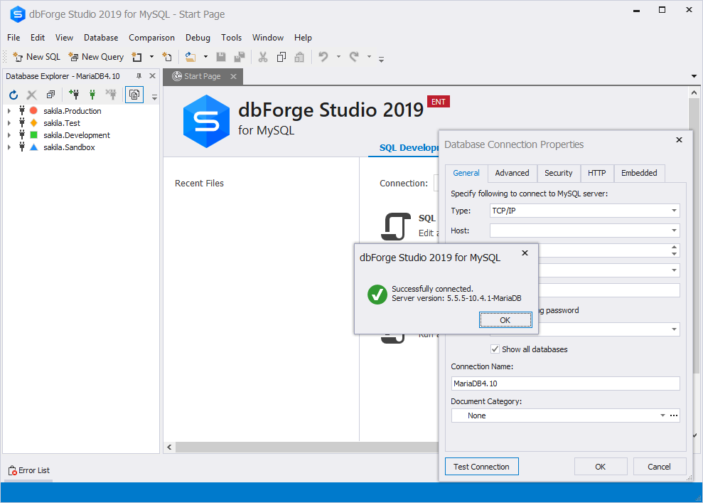 The new dbForge Studio for MySQL v8.1 now has support for MariaDB 10.4.