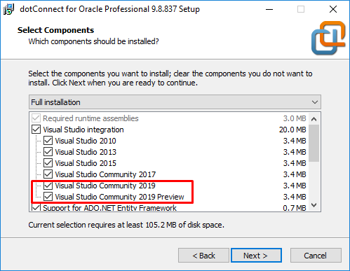 dotConnect for Oracle installation with Visual Studio integration