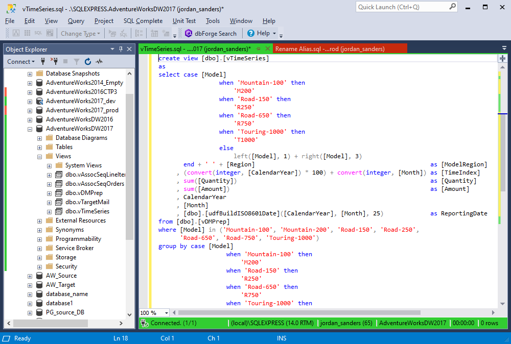 The Commas Before formatting profile within SQL Complete