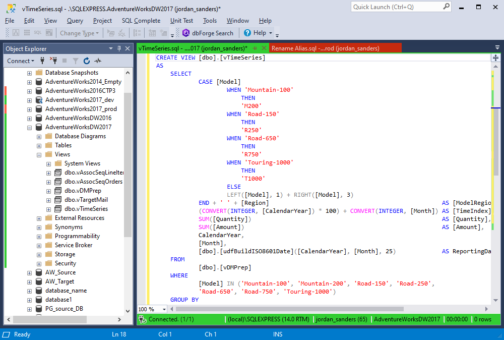 The option of indenting in SQL Complete 6.3