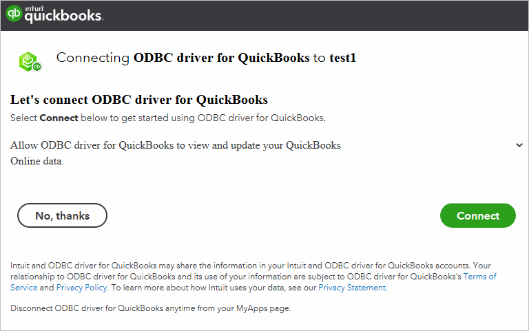 Authorize ODBC Driver in QuickBooks