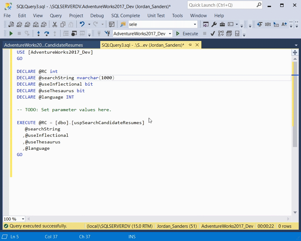 The process of debugging performed by T-SQL debugging feature embedded into dbForge Studio for SQL Server