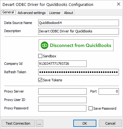 QuickBooks ODBC connection