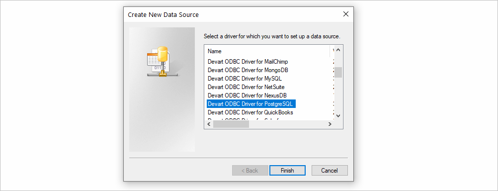 Create New ODBC Data Source on Windows