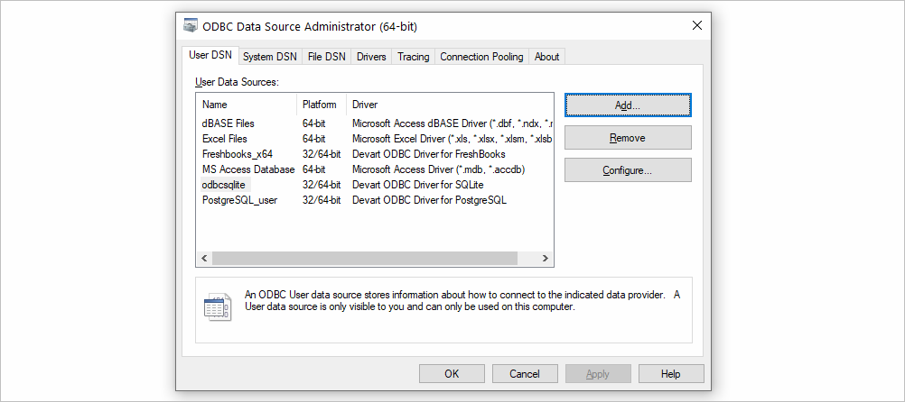 windows odbc data source administrator
