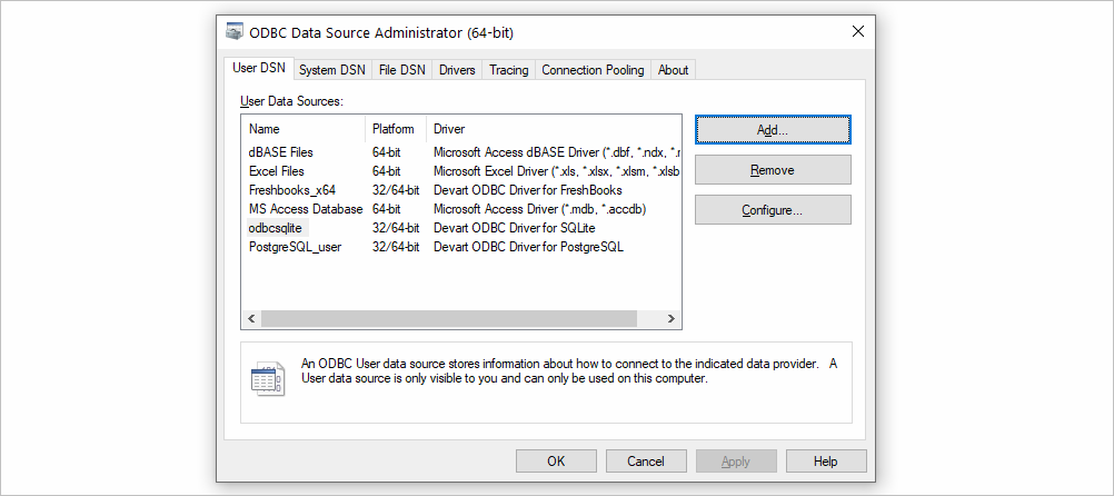 postgresql odbc driver configuration file windows 7