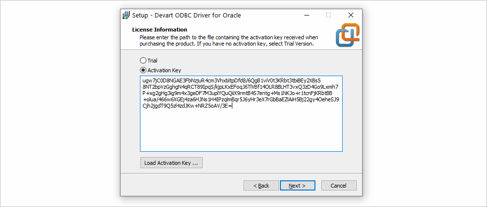 Enter License Key for ODBC Driver for Windows
