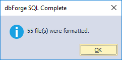 SQL Formatter Completion window