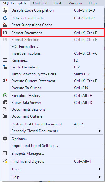 Format Document command