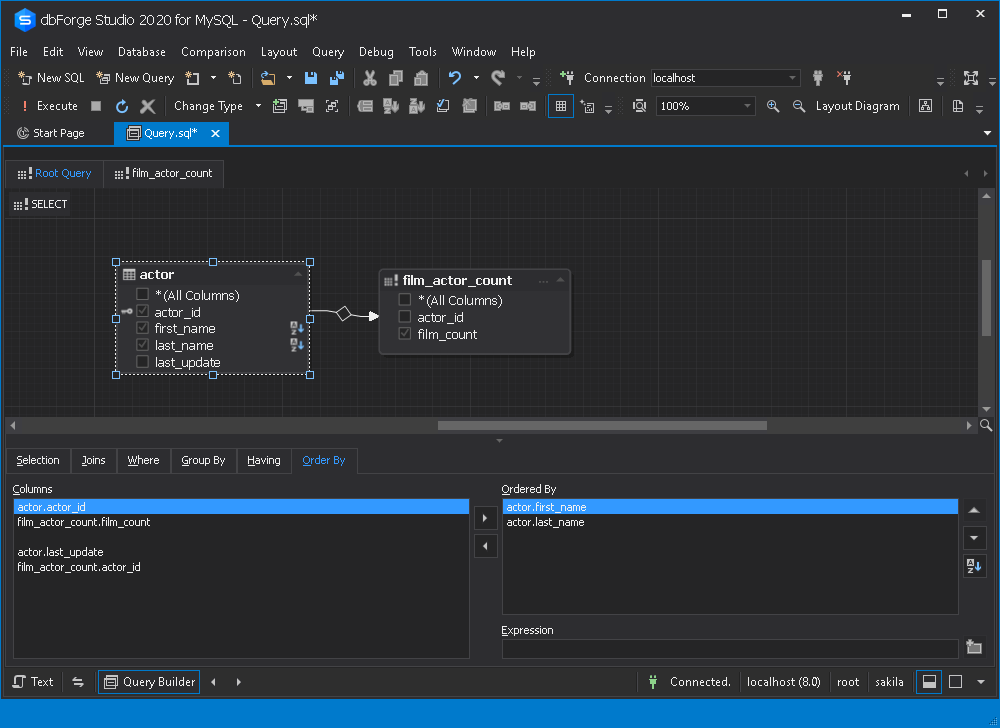 Creating GROUP BY or ORDER BY clauses