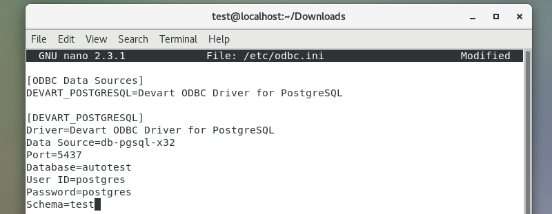 Configure ODBC DSN on CentOS