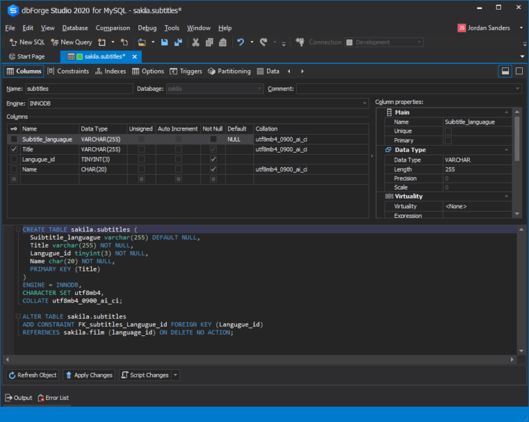 mysql create table