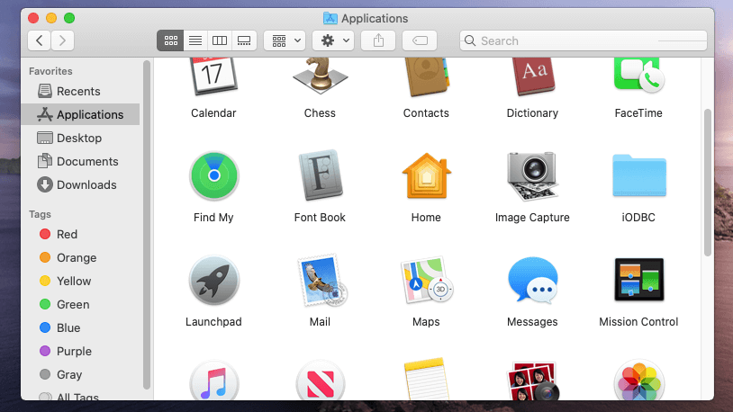 iODBC folder in Applications on macOS