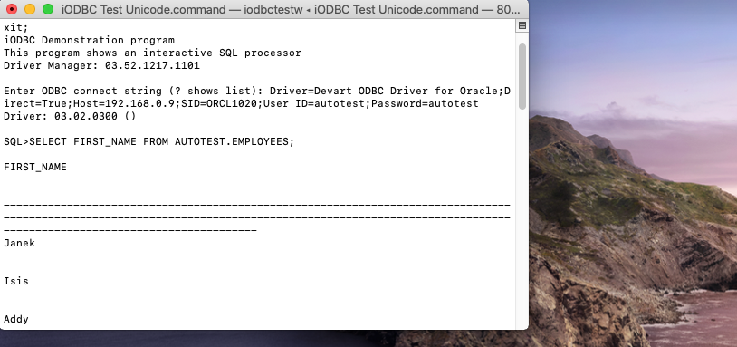 Test ODBC connection on macOS