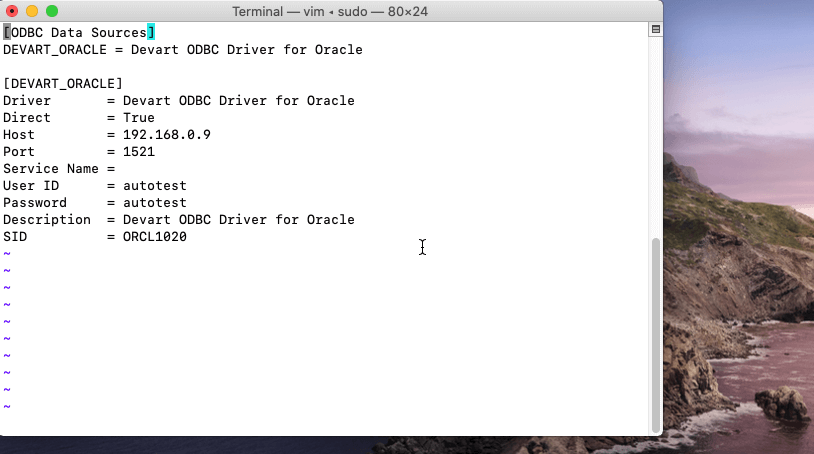 Editing odbc.ini on macOS