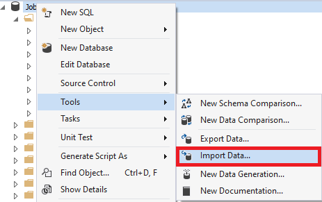 Data import on the database level