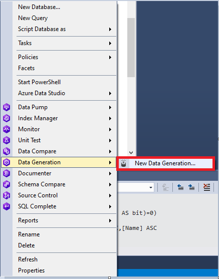 Open the Data Generator for a database