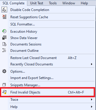 Step 1 - select the Find Invalid Objects command