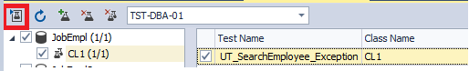 Clicking the test name and running the selected unit test