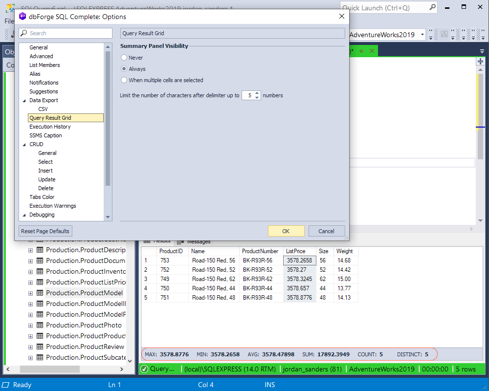 SQL Complete 6.6 - Query Result Grid accuracy