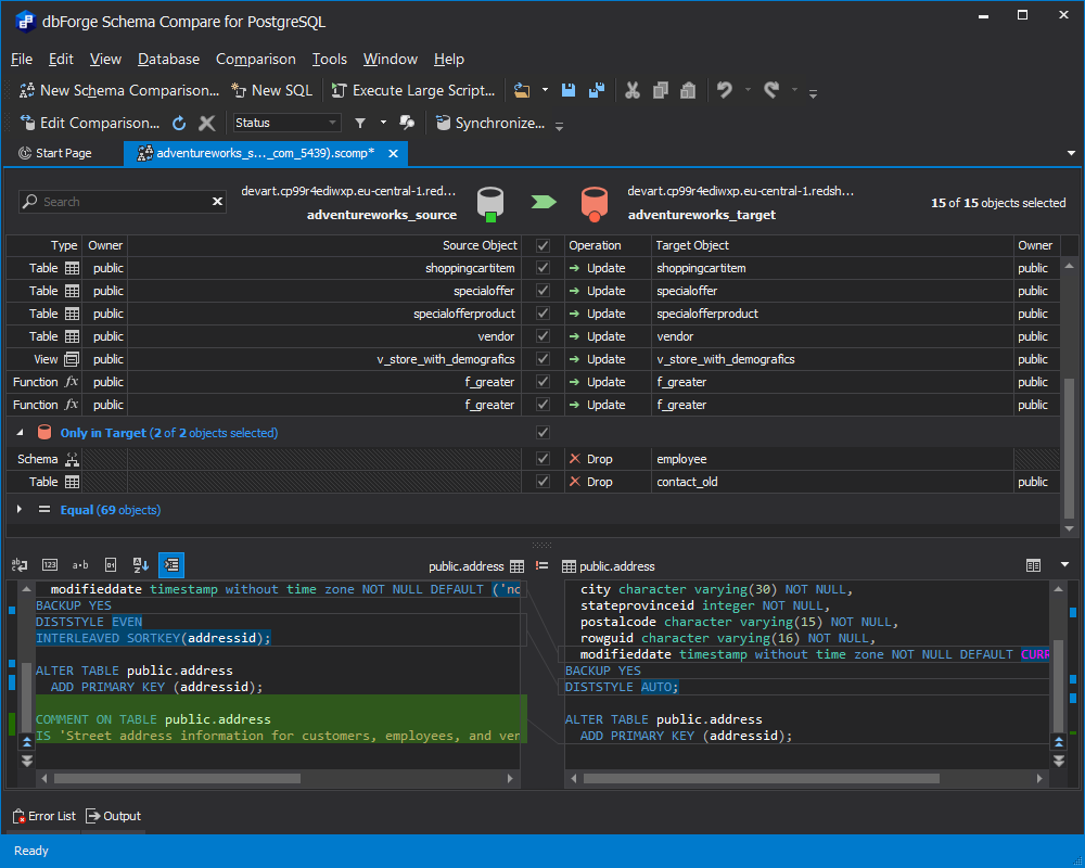 Synchronizing Redshift objects