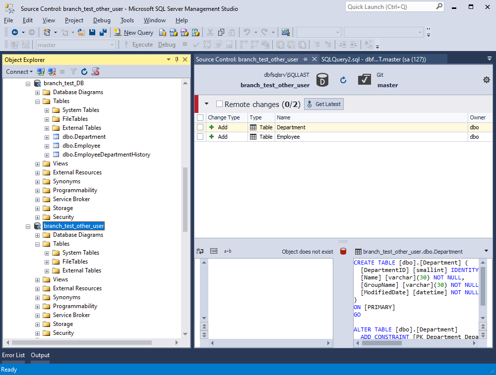 Version-control sl databases - link a database to clone repository