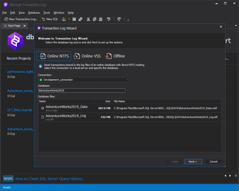 Audit and Rollback Transactions Live with Transaction Log for