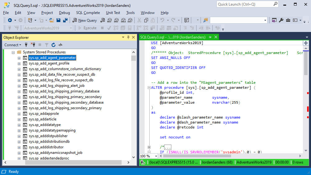 Features of SSMS - Template Explorer