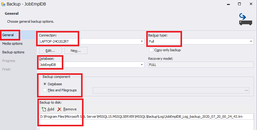 The General tab settings within dbForge Studio for SQL Server