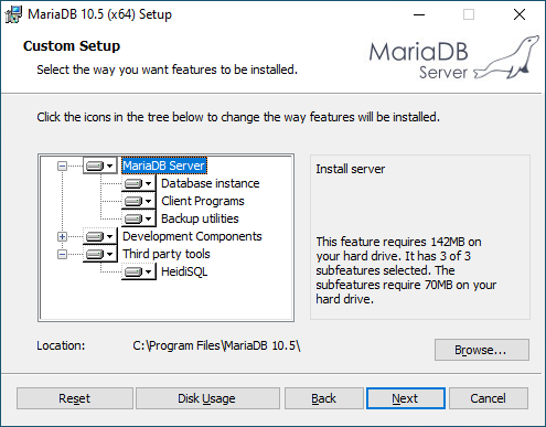 Define which MariaDB products you want to install