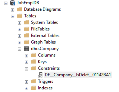 Searching for the DF constraint name for the IsDeleted column