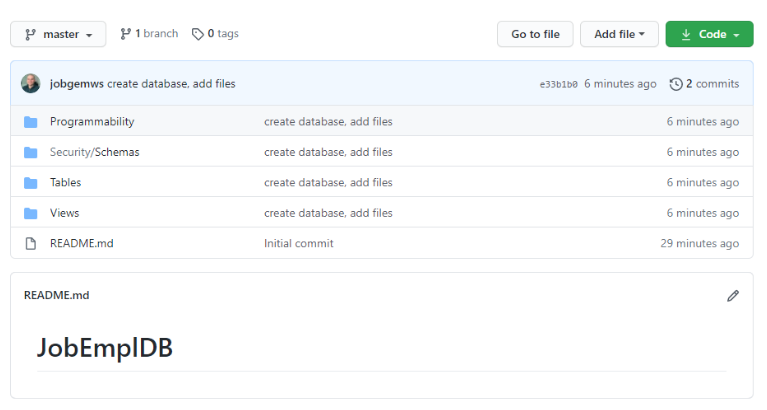 View the files committed to the GitHub repository 