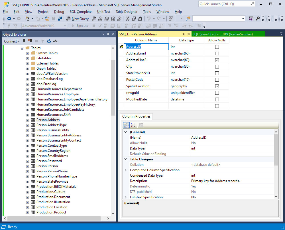 Microsoft SSMS features - Table Designer