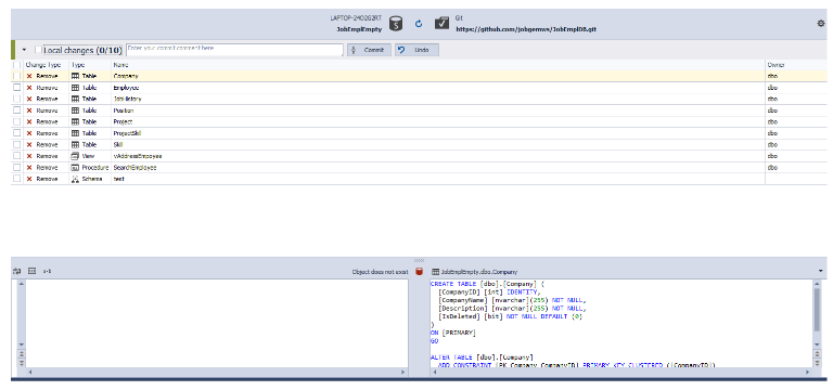 View the differences between the local and the remote repositories in the Source Control tool