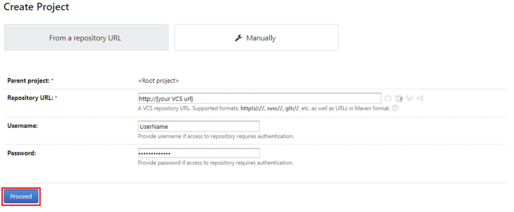 TeamCity project - Configure the VCS settings