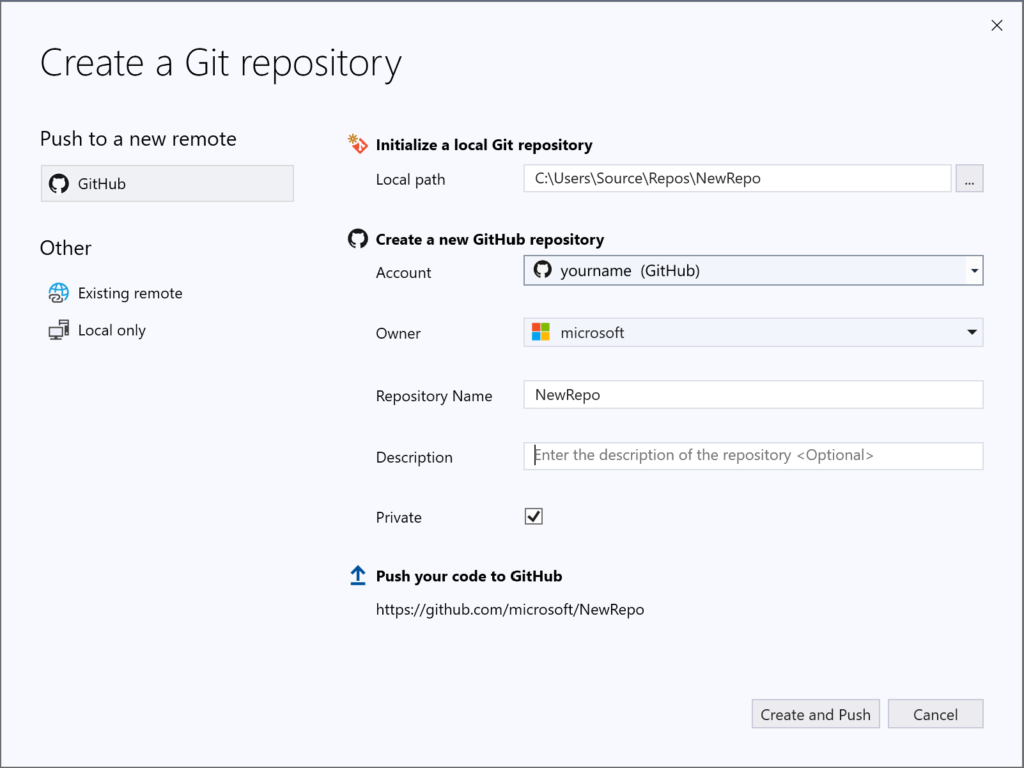 Creating a Git repository with Visual Studio Version Control