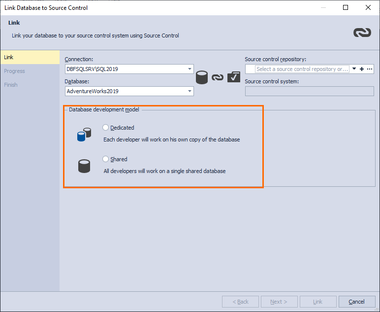 Selecting a database development model