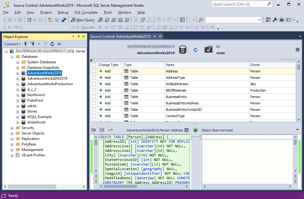 View a successfully linked database in Object Explorer
