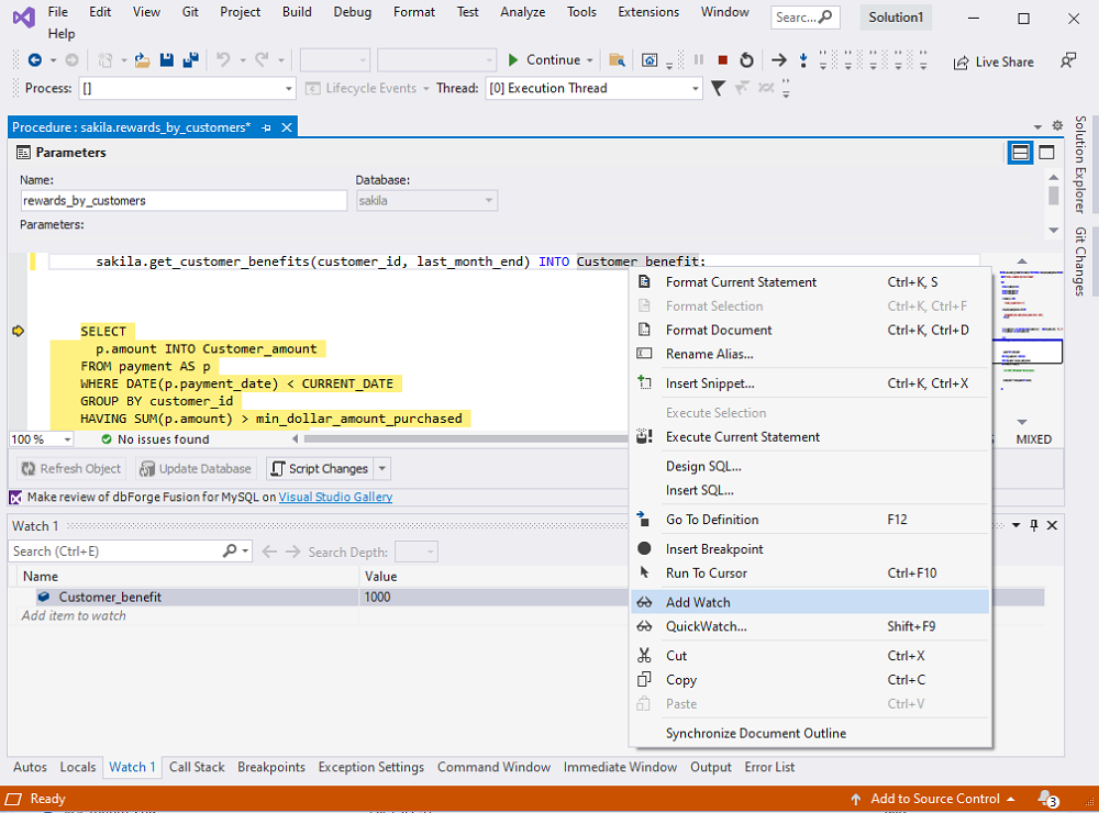 Add variables in Fusion for MySQL