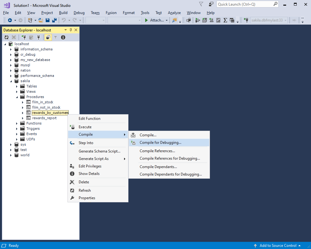 Compile for Debugging in Visual Studio