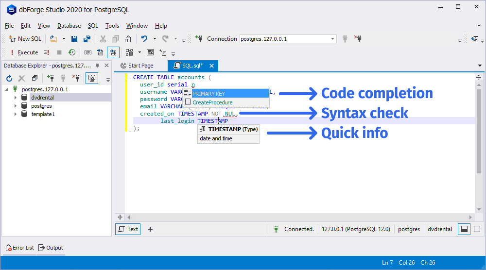 sql tabs postgresql superuser