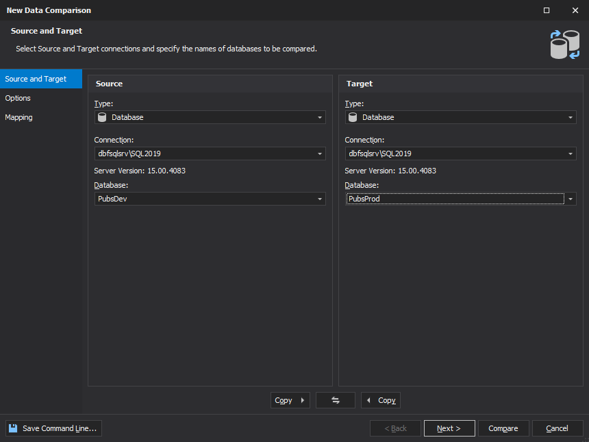 Setting up data comparison with dbForge Studio for SQL Server